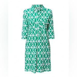 Jude Connally Emerald Geometric Long Sleeve Dress